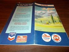 1953 Chevron UTAH Vintage Road Map andf Guide
