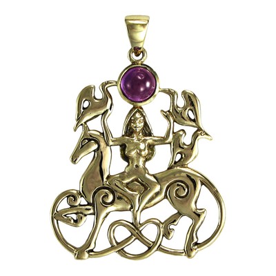 Dryad Design Sterling Silver Freya Pendant Necklace With Rainbow Moonstone - Norse Goddess Jewelry - View #3