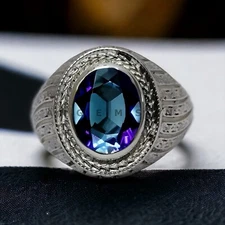 Alexandrite Gemstone With 925 Sterling Silver Grooms Ring For Men's #AL49