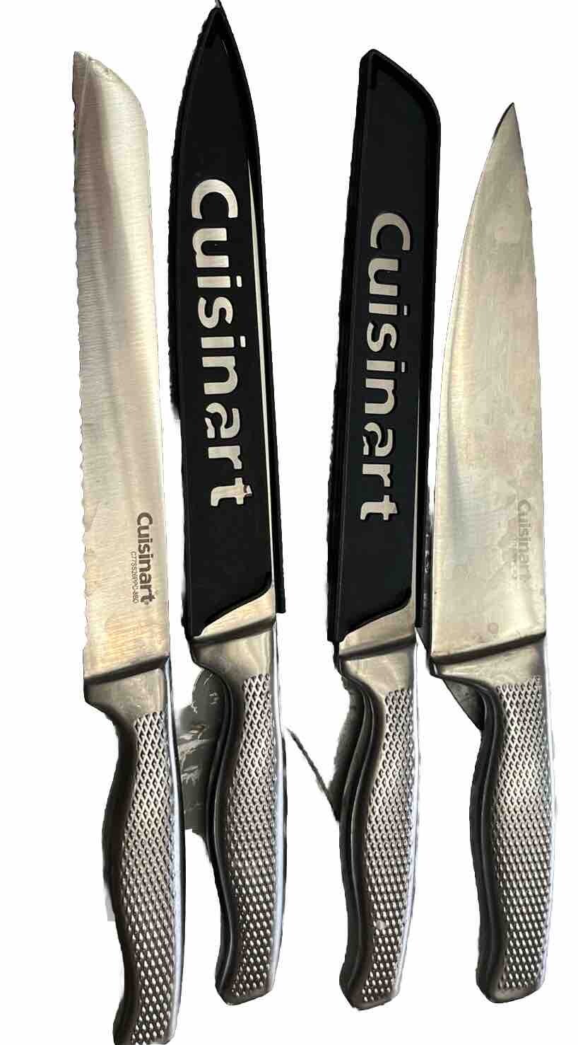Cuisinart Graphix 4-Piece Knife Set with 8-Inch Chef and Bread Knives in Stainless Steel