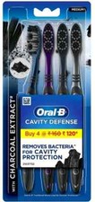 Oral B Cavity Defense Black Toothbrush With Charcoal Extract-Medium Pack of 4