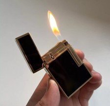 S.T. Dupont Ligne 2 Linie 2 Klein Feuerzeug Chinalack Schwarz Gold Vintage