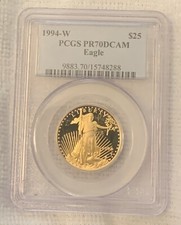 1994 $25 W 1/2 oz Proof Gold American Eagle PR-70 PCGS Proof Pr70 Half Ounce 5398.00 per troy oz