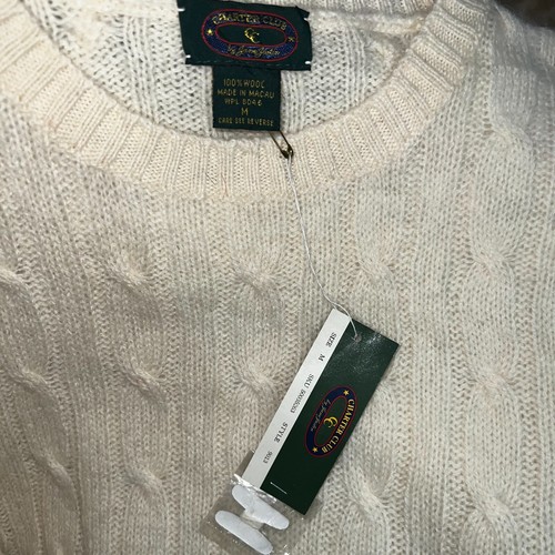 Charter Club Mens Ivory Cable Knit 100% Wool Soft Touch Sweater M Preppy - Picture 4 of 6