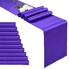 10-Pack 12 x 108 inches Long Premium Satin Table Runner for 10 pack Purple