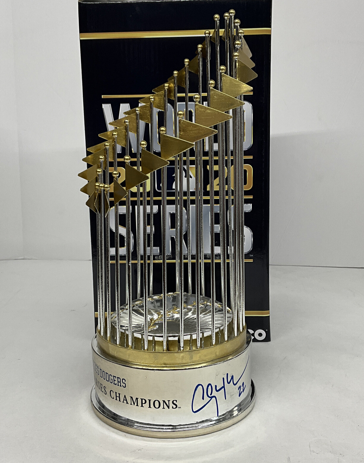 Clayton Kershaw Autographed Signed Los Angeles Dodgers 2020 WS CHAMP DODGERS FOCO 12" REPLICA TROPHY BAS W341016 