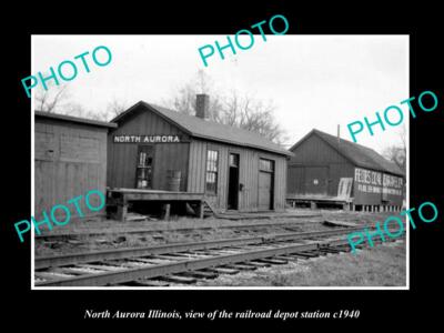 OLD 8x6 HISTORIC PHOTO OF NORTH AURORA ILLINOIS RAILROAD DEPOT STATION c1940