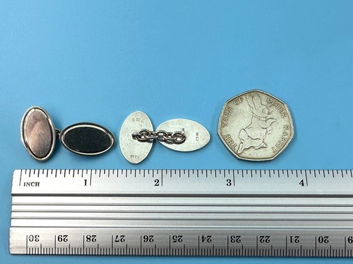 Sterlingsilber Vintage Manschettenknöpfe, Henry Griffith & Sons, 1979, 13,83 gm - Bild 7 von 8