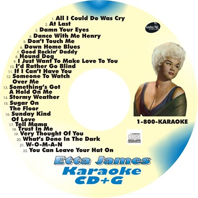 CUSTOM KARAOKE ETTA JAMES 22 GREAT SONG cdg CD+G RARE ALBUM CUTS & MORE AT LAST