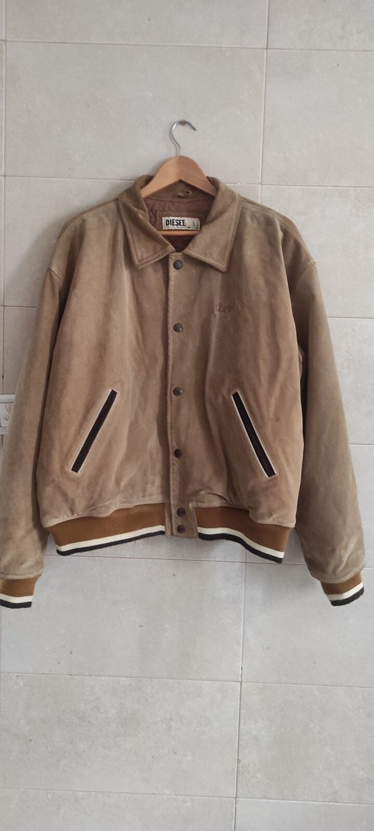 Vintage 90s Diesel Suede Leather Bomber Men's Varsity Jacket