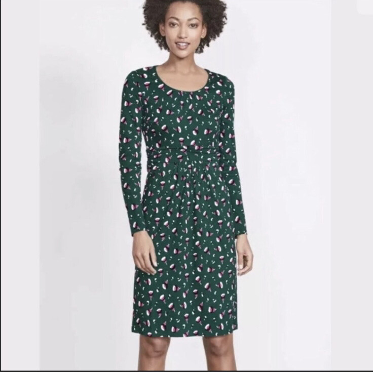 BODEN Mabel Jersey Dress in Green Bud Floral Style J0034 Modal Size 4R  Pockets