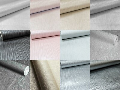 Uni Struktur Metallic Tapete Schimmer Glanz Feature Wand Wohnzimmer Schlafzimmer