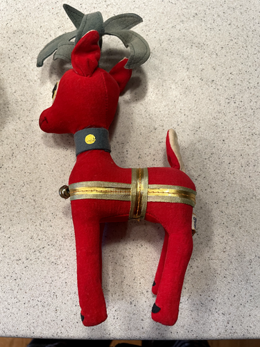 Vintage R. Dakin & Co Dream Pets Red Velvet Reindeer about 9.5"T Japan - Picture 2 of 5