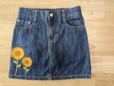 Girl's Gymboree Sunflower Smiles Blue Denim Skirt Skort Adjustable Waist. Size 7