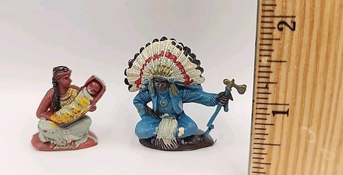 Indian Chief with Woman and Papoose Painted Hong Kong Figures - Picture 6 of 6