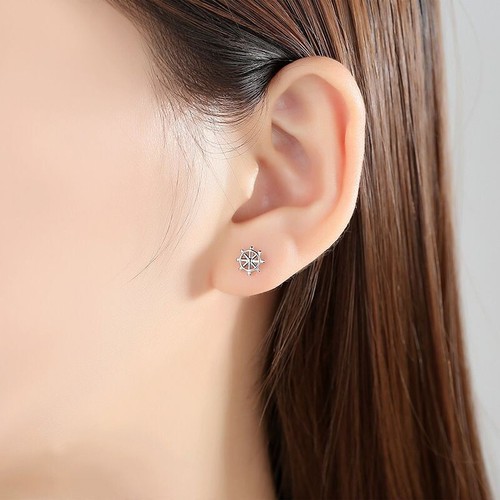 Rudder Anchor Geometric Earrings -Color Silver Asymmetric Earrings Women Jewelry - Picture 11 of 12