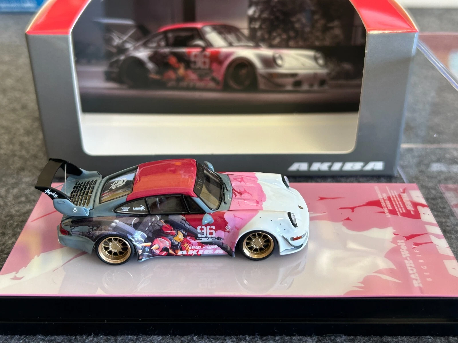 Modèle Réduit 1/64 RWB Porsche 964 #96 Akiba Racing - Die-cast - Neuf