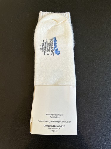 Vtg Adidas Trefoil Spell Out Crew Socks NWT Orlon Acrylic 80s 10-13 USA Blue 90s - Picture 3 of 6