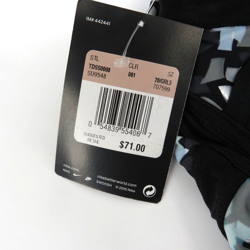Nike Shattered Glass Black Silver Girls 1 Piece Swimsuit Size 5 (20 ) NWT $71 - Picture 4 of 4