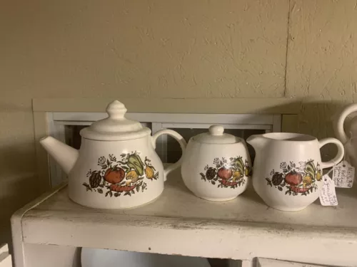 vintage mcCoy tea pot and sugar and creamer