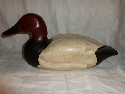 Carved Wood Canvas Back Drake Duck Decoy, R. Jong The Boyds Collection, 1987
