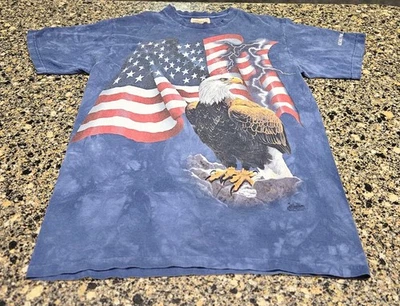 Camisa The Mountain Para Hombres M Azul Tie Dye Águila Calva Bandera Americana Gráfico de EE. UU. - Imagen 1 de 4