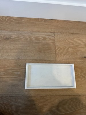 CB2 Crate & Barrel Isabel Lacquered Linen Vanity Tray For Bathroom Decor