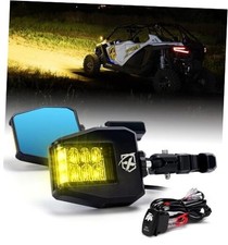 UTV Side Mirrors 2025 New Aluminum w/Amber LED Spot Light for 1.75" Amber Lens