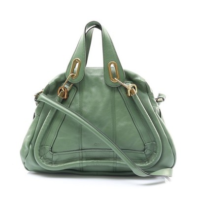CHLOE Paraty Shoulder Handbag Calfskin Green 8HS891