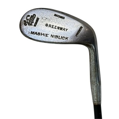 Vintage Greenway Mashie Niblick Golf Club Hand Forged Chromium RH Leather #7