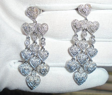 Affinity Diamonds 925 Sterling Silver Heart Chandelier Dangle Drop Earrings QVC