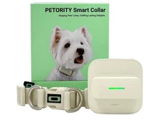 GPS Tracker For Dogs Wireless Pet Smart Collar & Heart Monitor Large Glory White