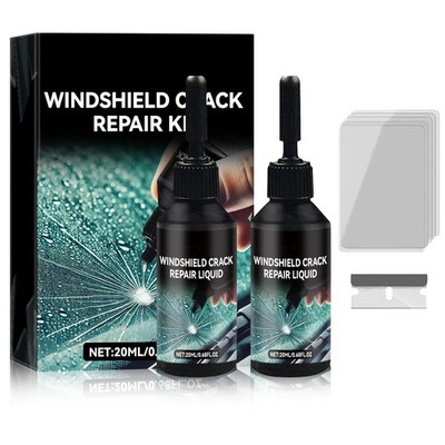 Windshield Crack Repair Kit - Quick Glass Repair Liquid for All Types (2pcs)