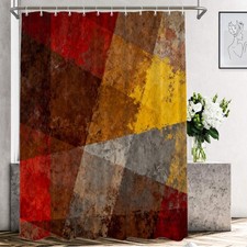 Brown Art Oil Shower Curtain Red Painting Decor Waterproof Fabric 72x72 Inch