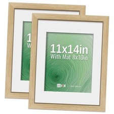 Picture Frame 2 Pack - Natural Oak, High-End Wood Poster Frames with 11x14