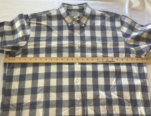 Camicia uomo LL Bean manica corta blu e bianca a quadri taglia XL cotone alto - Foto 10 di 11