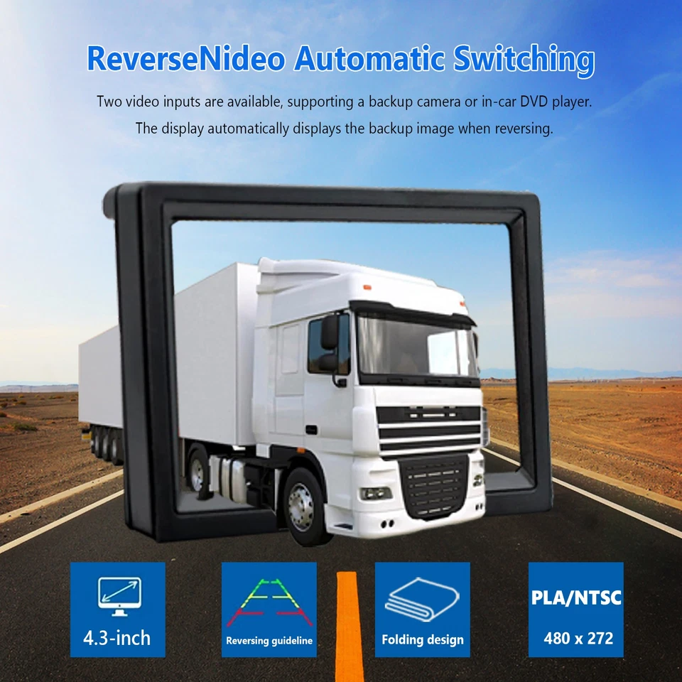 4.3" LCD Car Monitor Rear View Backup For Camera Reverse Parking HD Night Vision - Image 4 of 4