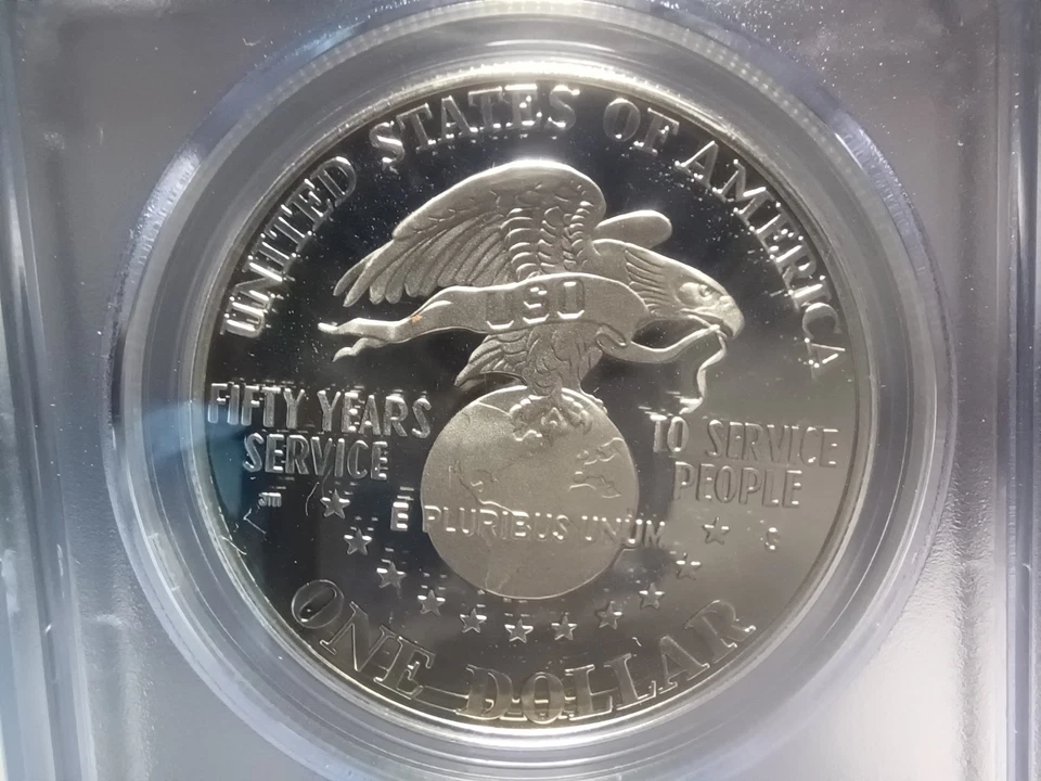 1991 S 90% SILVER $1 USO COMMEMORATIVE PCGS MS69. $.01 START! Video -#SL0163 - Image 4 of 4