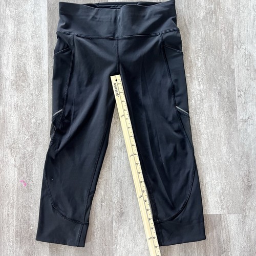 Lululemon Black Athletica Cropped Legging Mesh Pants Gym Yoga Size: 6 - Picture 6 of 8