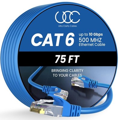 Cat 6 Ethernet Cable 75ft 10Gbps High Speed RJ45 for Router, Modem, Gaming