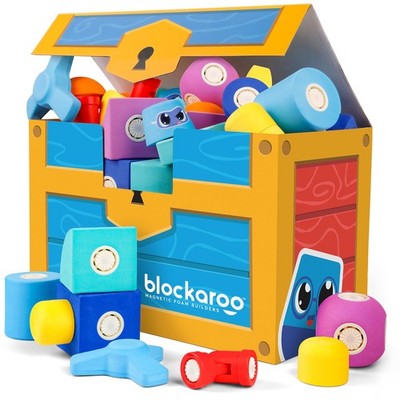 Magnetic Foam Bath Building Blocks 50 Piece Trunk Set Blockaroo 3-5