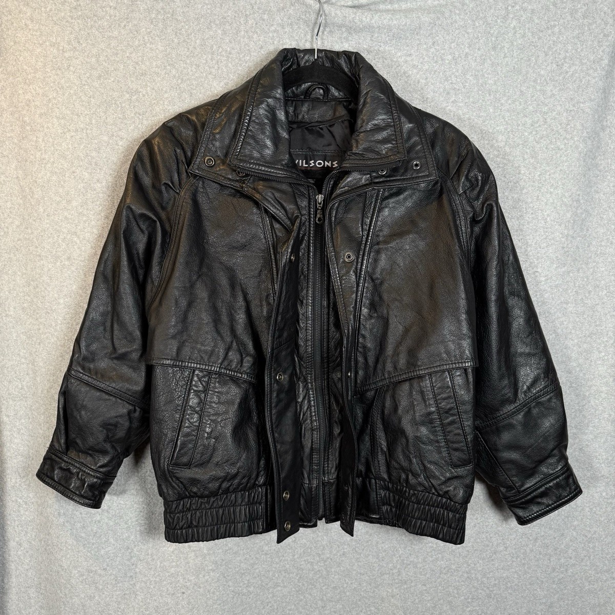 Vtg Wilsons Leather Bomber Jacket Womens Small Biker Short 