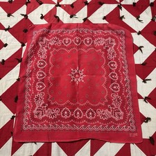 Vintage Fast Color Red Bandana Cotton As Is Worn Faded