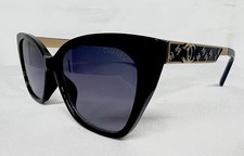 CHANEL Woman Cateye Sunglasses Gray Lenses Black Frames Free SHIPPING  
