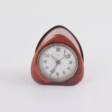 Early Circa 1900s Junghans Wind Up 'Arrow Cross' Enamelled Travel Alarm Clock 