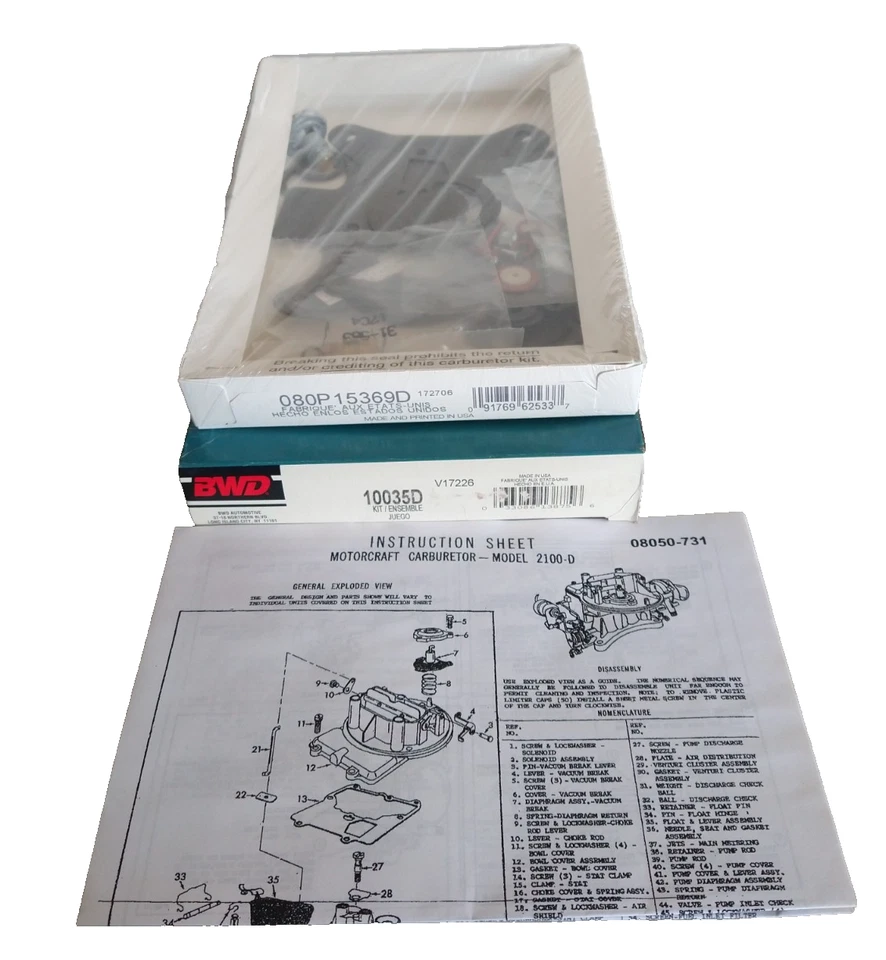 Carburetor Repair Kit for Carburetor Ford 2 BBL BWD 10035D (Made in USA) - Image 3 of 4