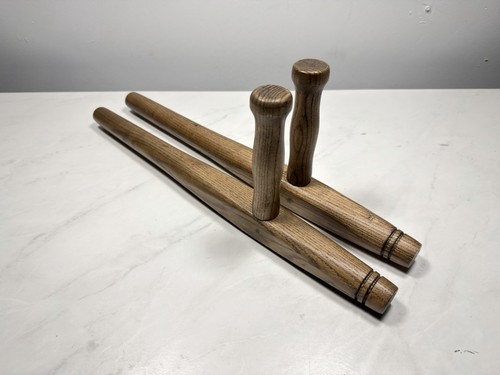 Set of 2 Martial Arts Wood Tonfas 18" Vintage Solid Display