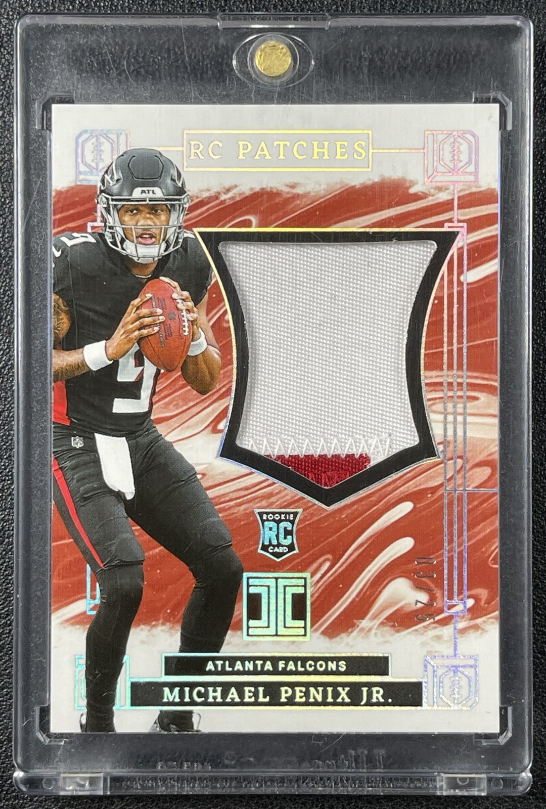 MICHAEL PENIX JR. 2024 PANINI IMPECCABLE ROOKIE RC LOGO PATCH SILVER 03/25