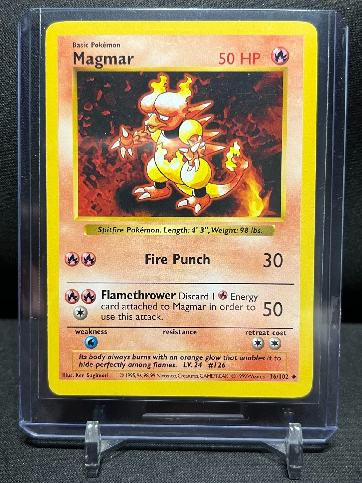 Magmar 36/102 Pokémon 1999 Shadowless Base Set LP