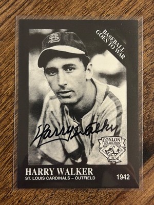 1995 Conlon Collection #1347 Harry Walker Signed Card IP Auto Cardinals